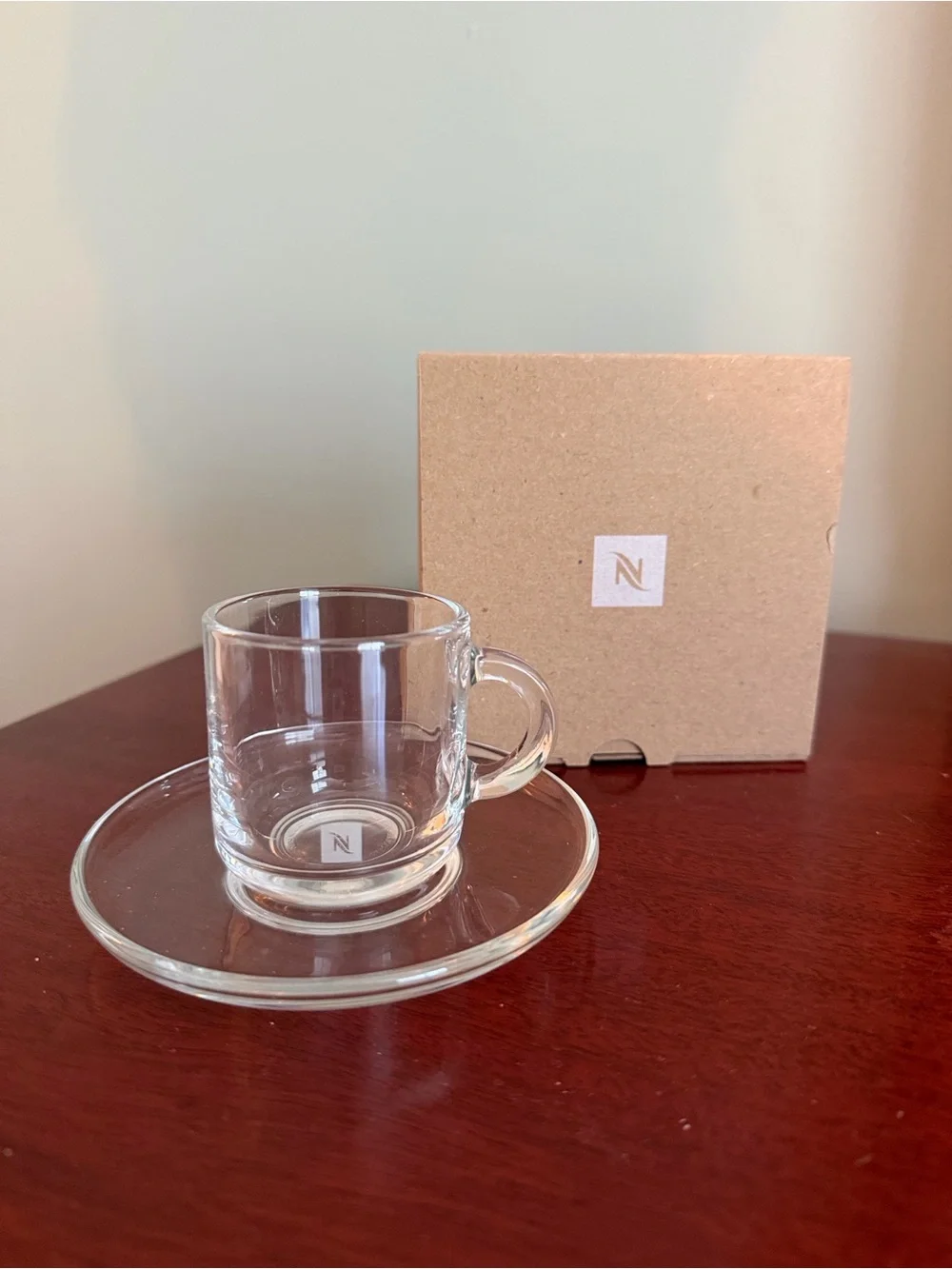Nespresso Clear Glass Espresso Cup and Saucer Set - Transparent